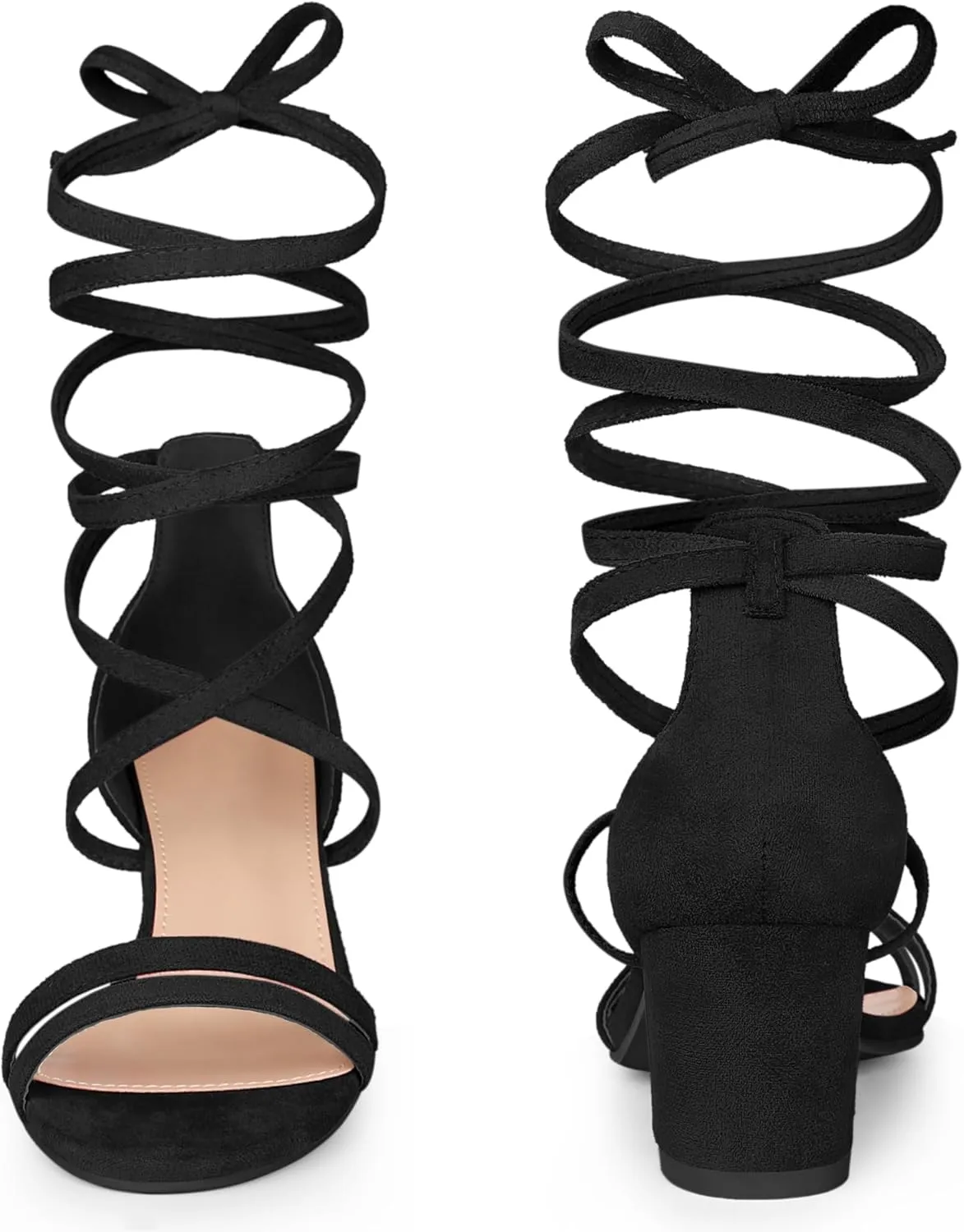 Perphy Open Toe Color Block Heel Tie up Sandals for Women
