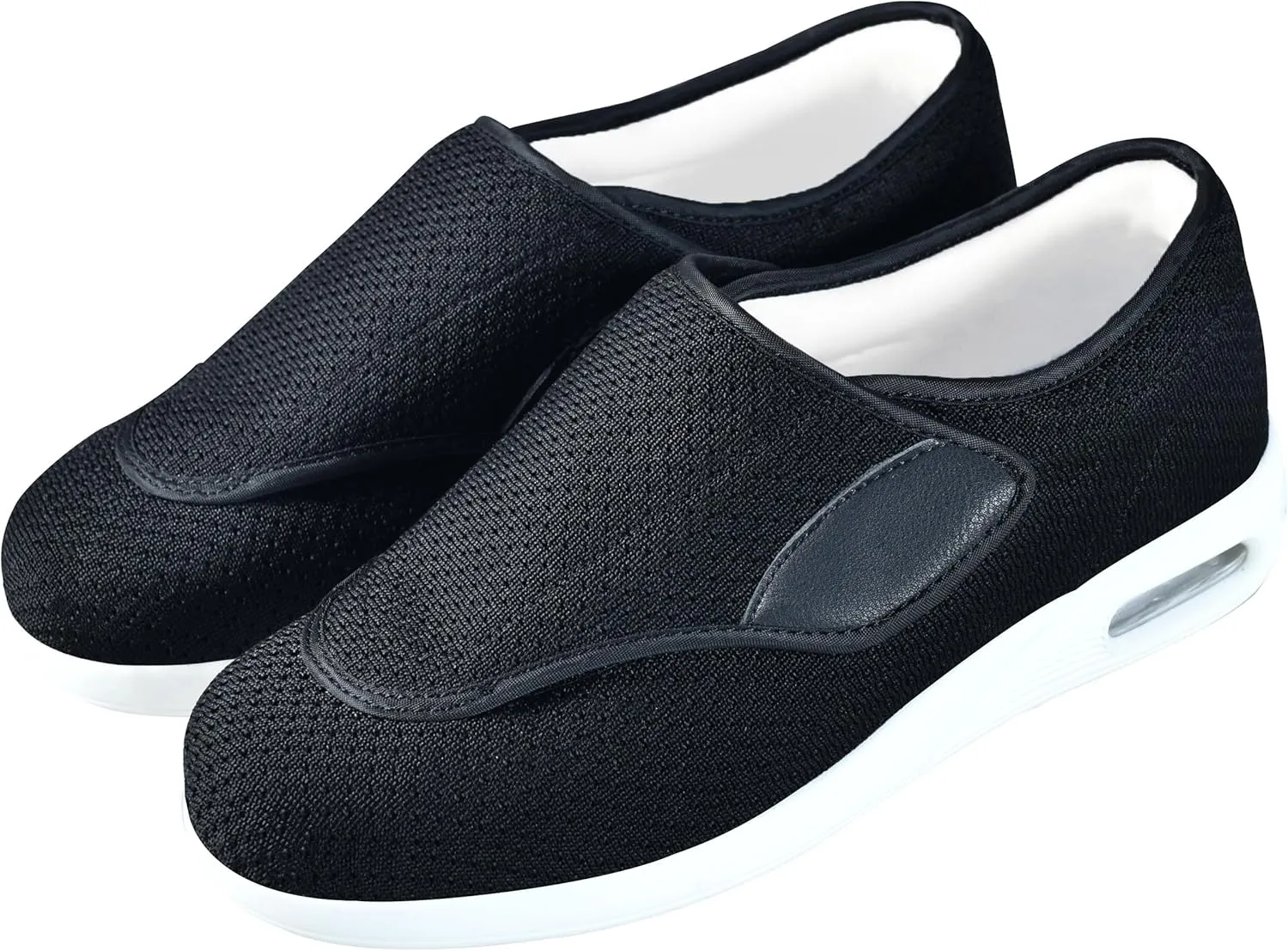 QHBPMGAD Mens Diabetic Sneakers, Wide Width Elderly Shoes for Men, Adjustable Hook and Loop Closure Anti-Slip Breathable, Swollen Feet Walking Edema Shoes