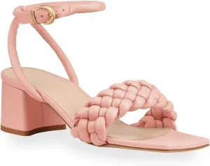 Rilista Women's Heeled Sandals Braided Square Open Toe Ankle Strap Chunky Heels