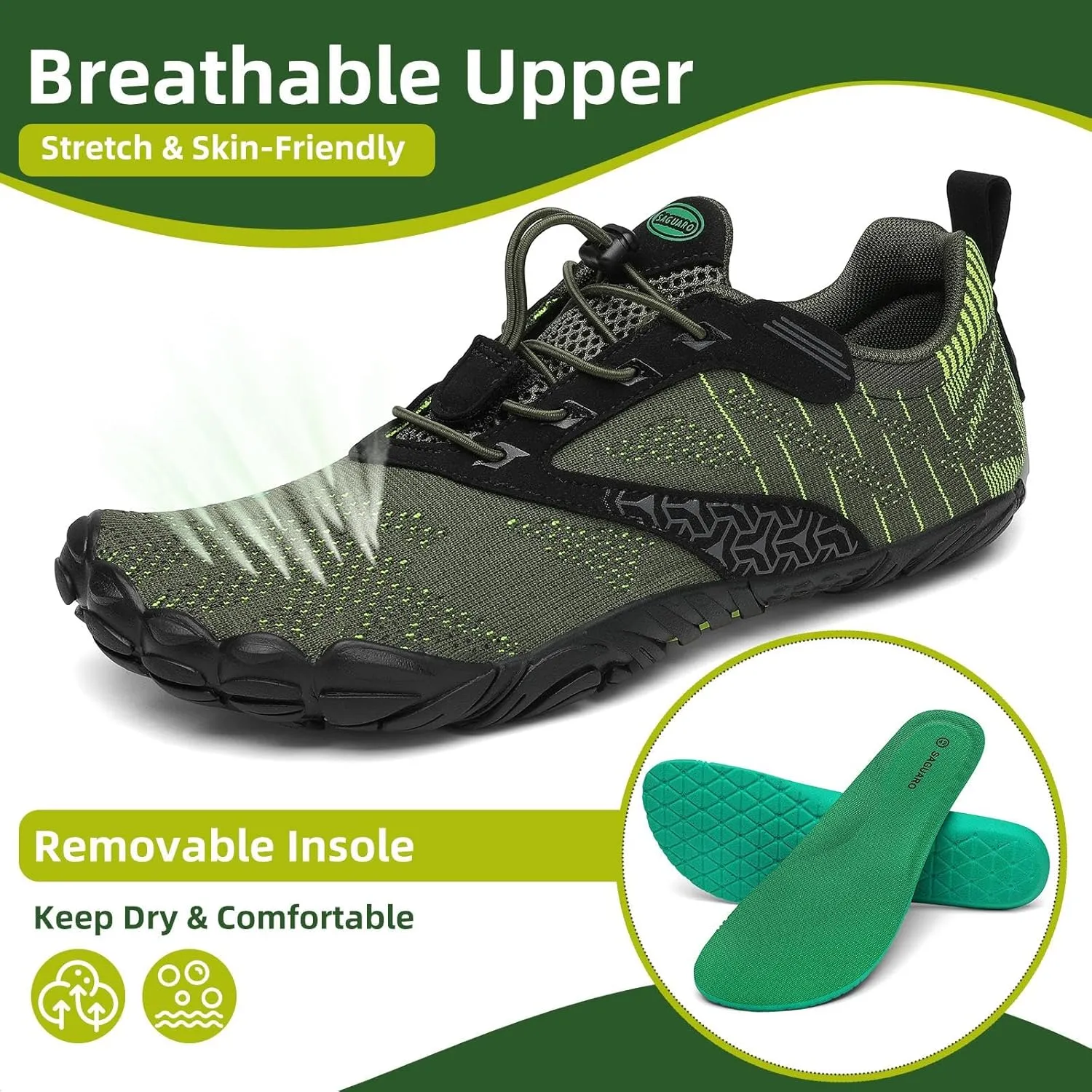 SAGUARO Womens Mens Barefoot Shoes Minimalist Trail Runner Wide Toe Box Zero Drop Outdoor Cross Training Shoe