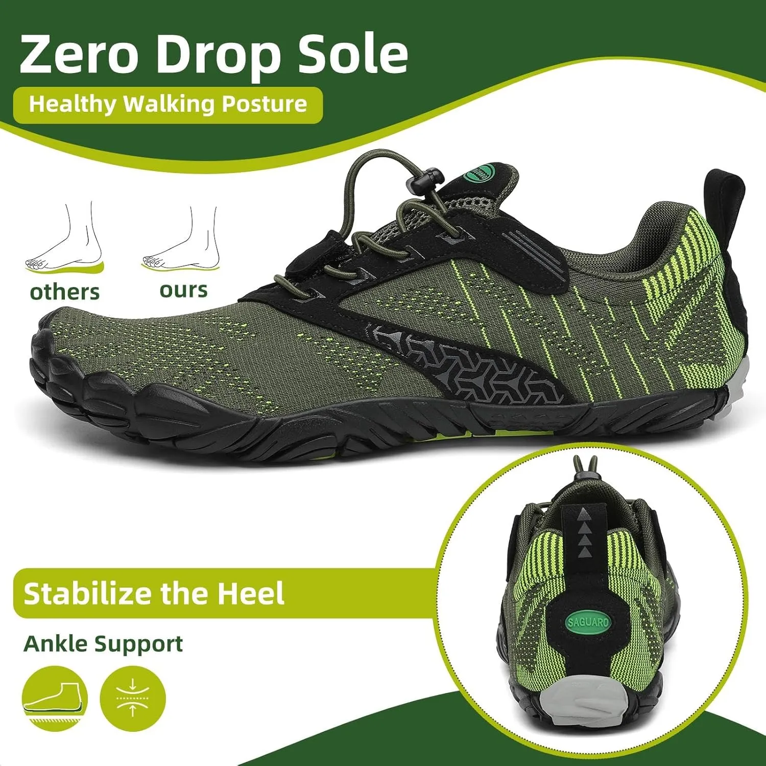 SAGUARO Womens Mens Barefoot Shoes Minimalist Trail Runner Wide Toe Box Zero Drop Outdoor Cross Training Shoe