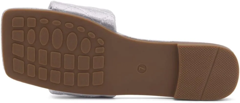 Shoe Land Women’s Flat Sandals – Quilted One-Band Fashion Slides with Square Open Toe & Comfort Footbed | Dressy Casual Slip-On Sandals for Summer, Travel & Daily Wear