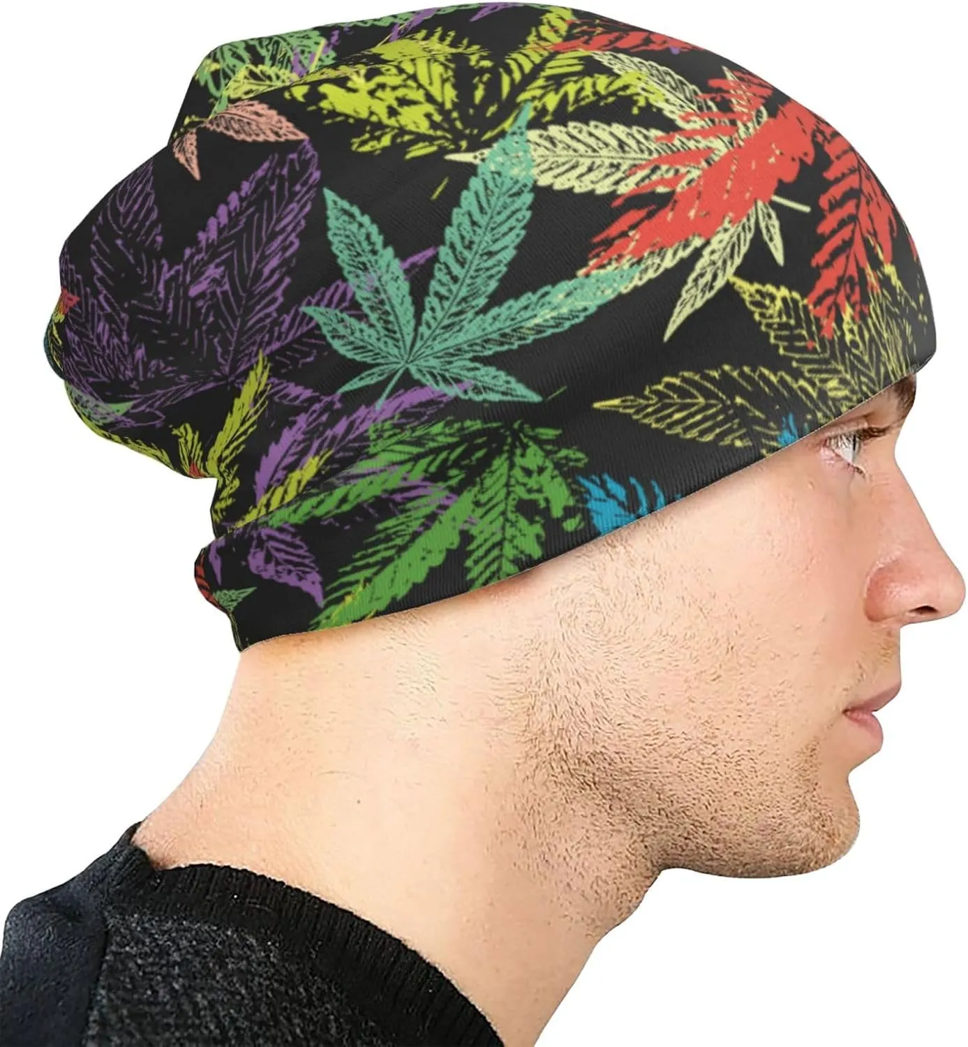 Skull Beanie for Women Men, Warm Stretch Knitted Beanies Hat Lightweight Casual Slouchy Cap Cancer Headwear