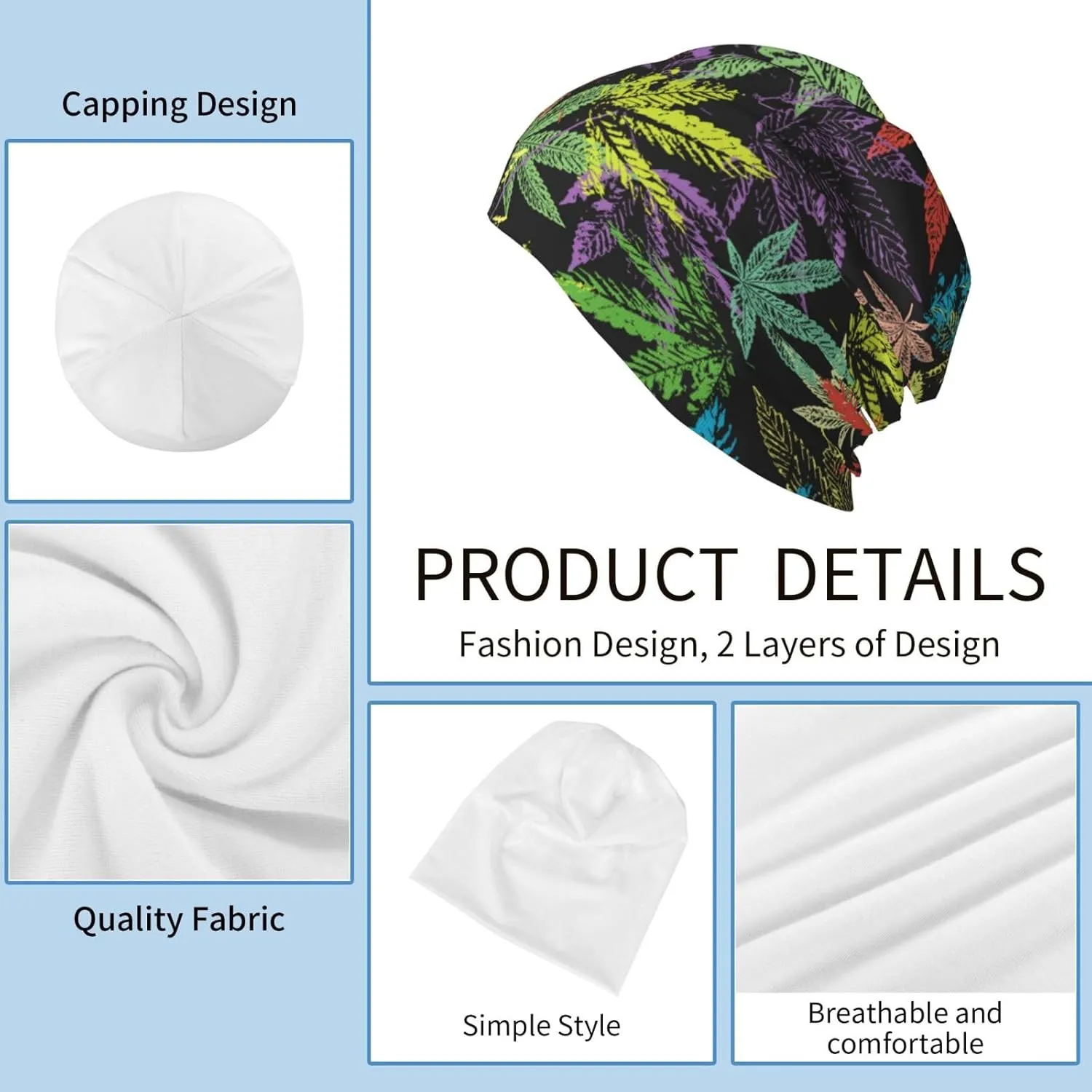 Skull Beanie for Women Men, Warm Stretch Knitted Beanies Hat Lightweight Casual Slouchy Cap Cancer Headwear