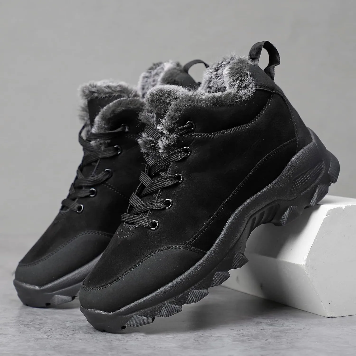 SNEKARMIN Men Snow Boots Outdoor Shoes For Male Thick Sole Sneakers for Men Winter Shoes Botines Tenis Keep Warm Fluff Mens Ankle Boots
