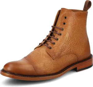 TAFT Paris Floral Embossed Leather Men's Dress Boot