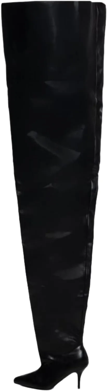 Thigh High Boots for Women Wide Calf Stiletto High Heel Over the Knee Pointed Toe Slouchy Stylish Pull On Long Boots