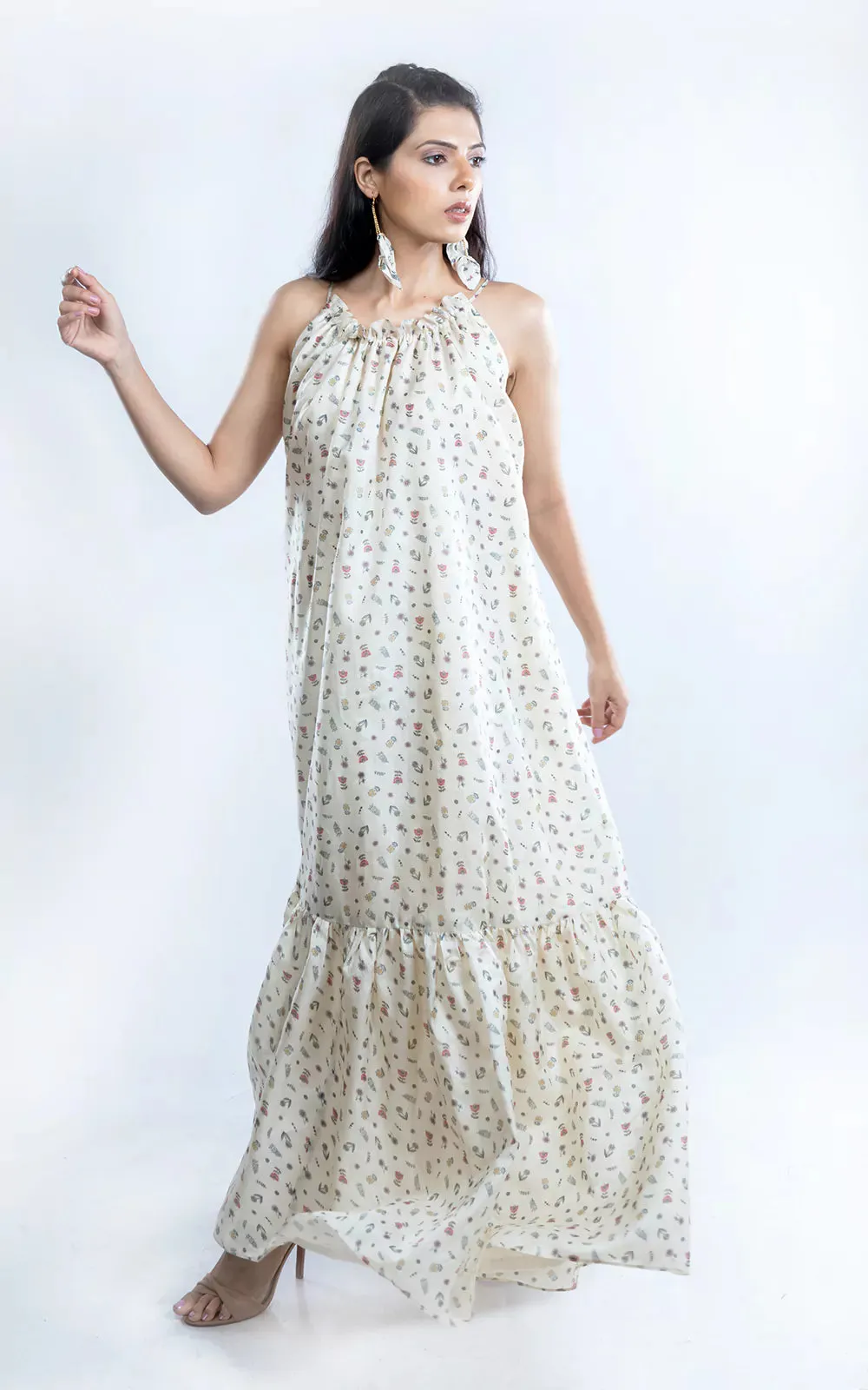 Tussar Silk Digital Printed Long Dress