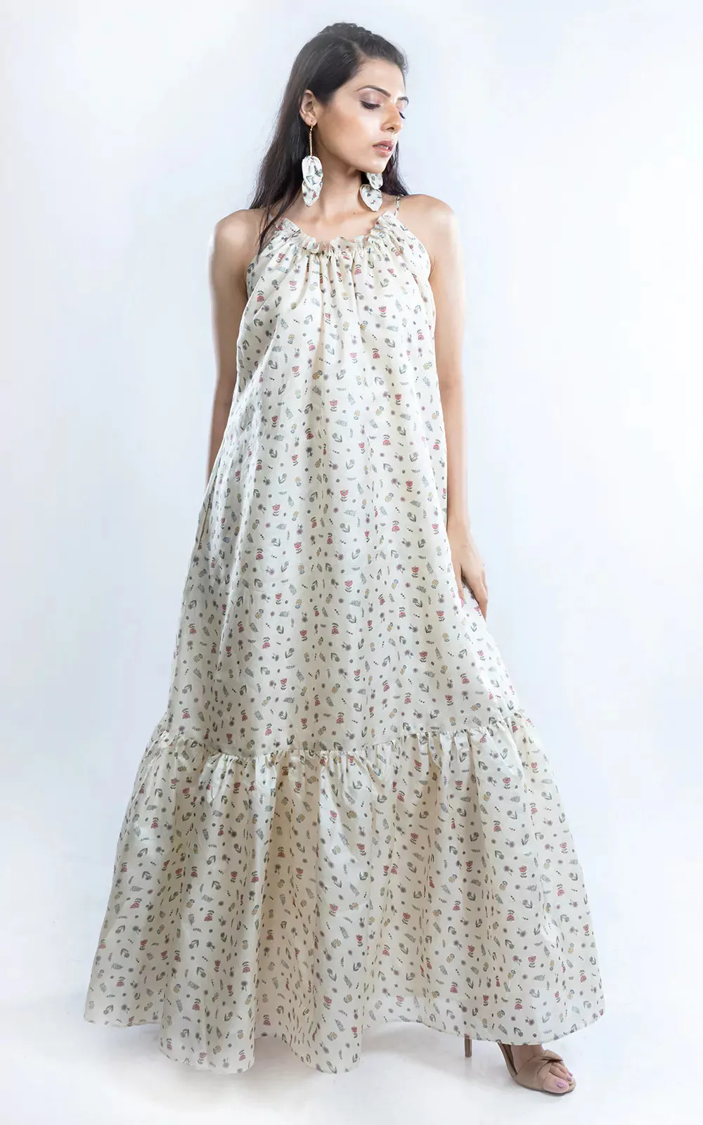 Tussar Silk Digital Printed Long Dress