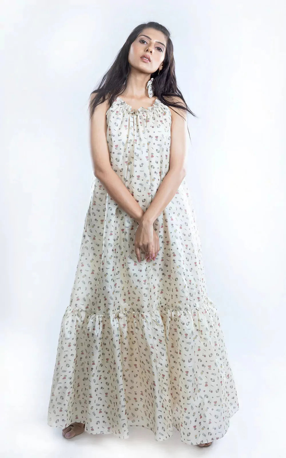 Tussar Silk Digital Printed Long Dress