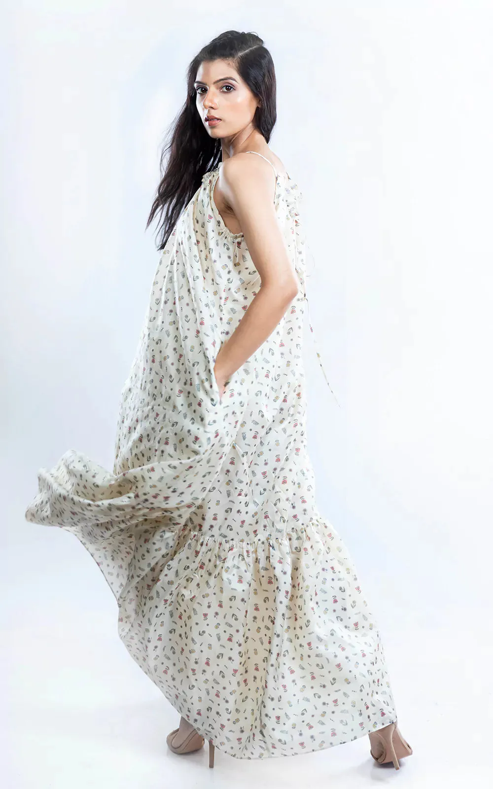 Tussar Silk Digital Printed Long Dress