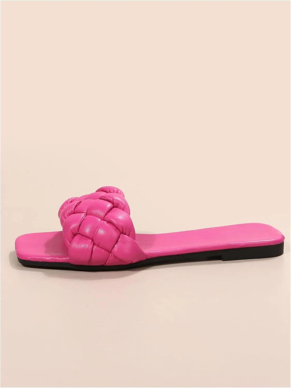 Verdusa Women's Braided Sandals Square Open Toe Slides Sandals Summer Shoes