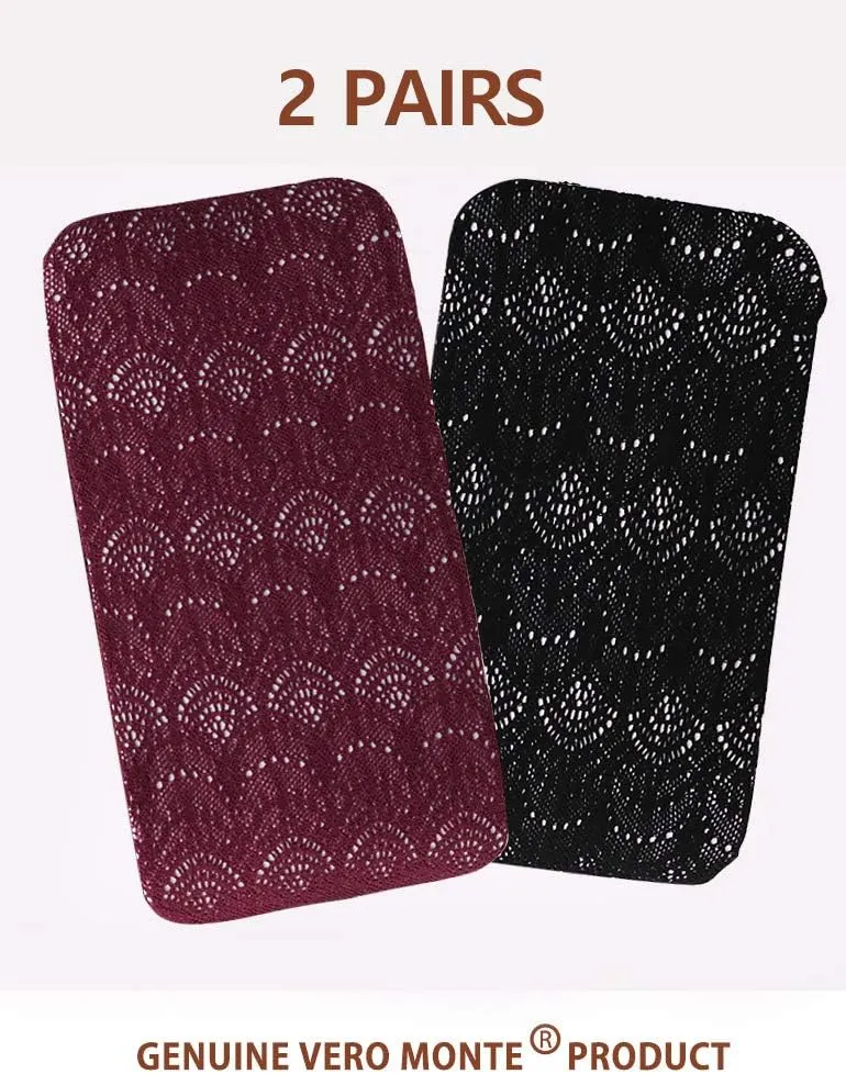 VERO MONTE Womens Colorful Hollow Out Knitted Tights - Patterned Lace Stockings