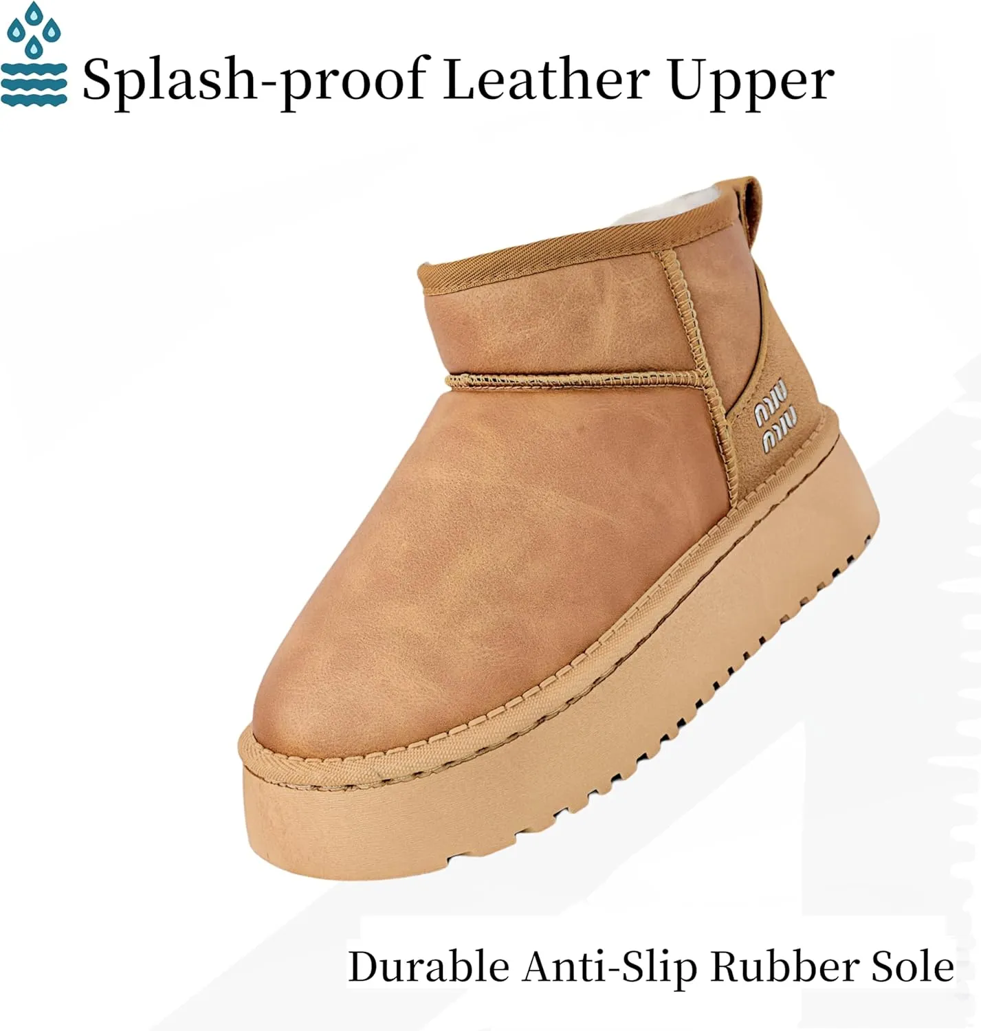 Winter Ankle Boots for Women - Water Resistant Leather Booties Non-Slip Platform Suede Mini Women's Boots - Perfect for Christmas Gifts