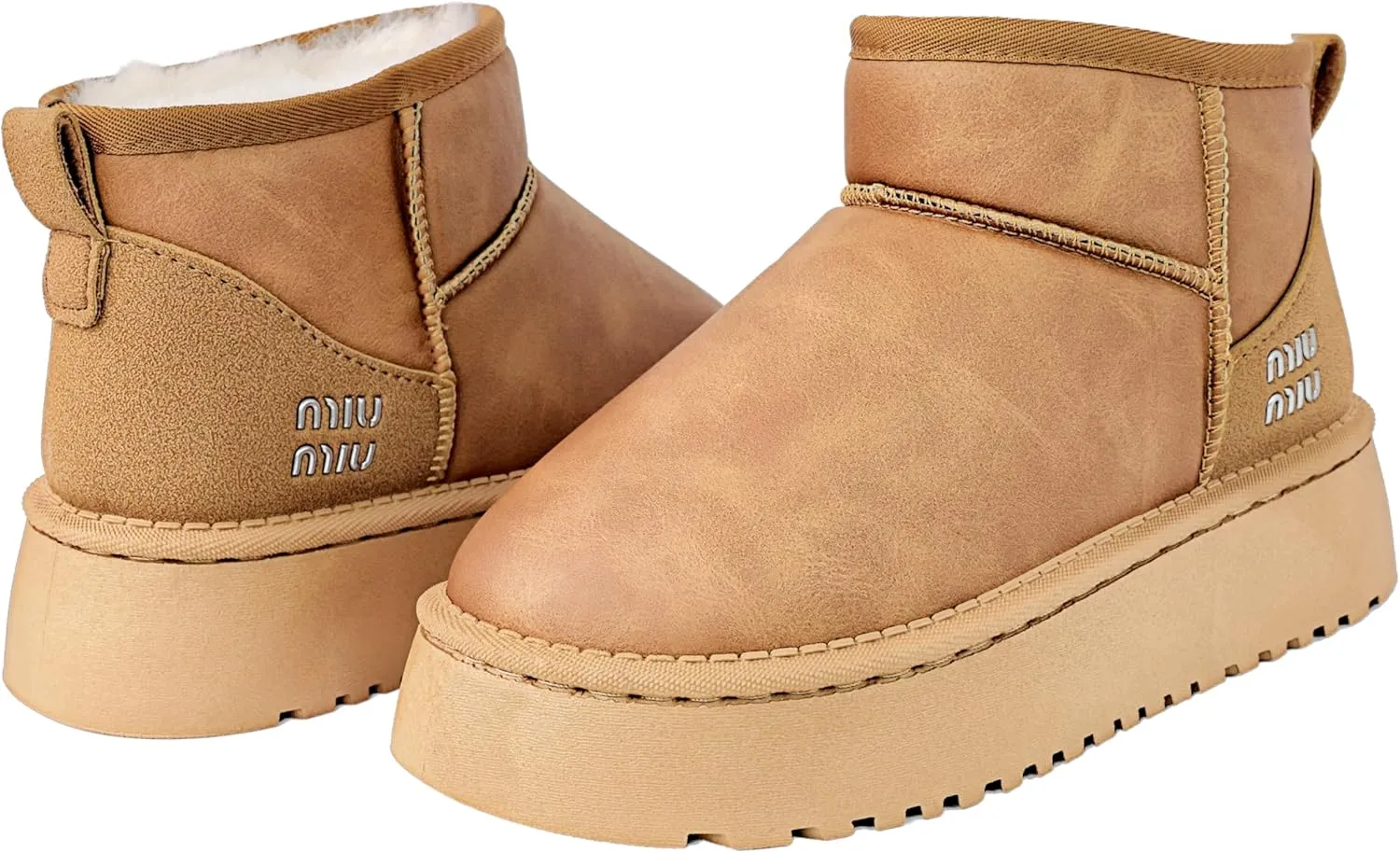Winter Ankle Boots for Women - Water Resistant Leather Booties Non-Slip Platform Suede Mini Women's Boots - Perfect for Christmas Gifts