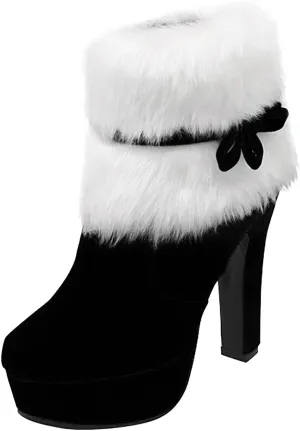 Winter Boots for Women Christmas Thick Heel High Heels Mid Calf Boots Shoes Womens Booties and Ankle Boots