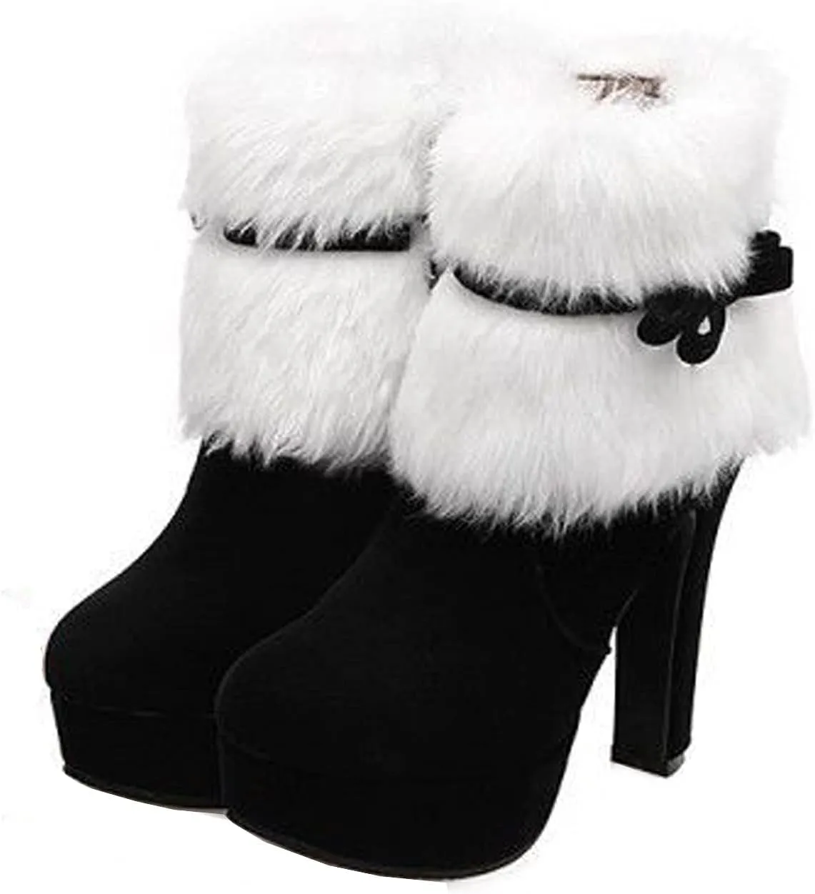 Winter Boots for Women Christmas Thick Heel High Heels Mid Calf Boots Shoes Womens Booties and Ankle Boots