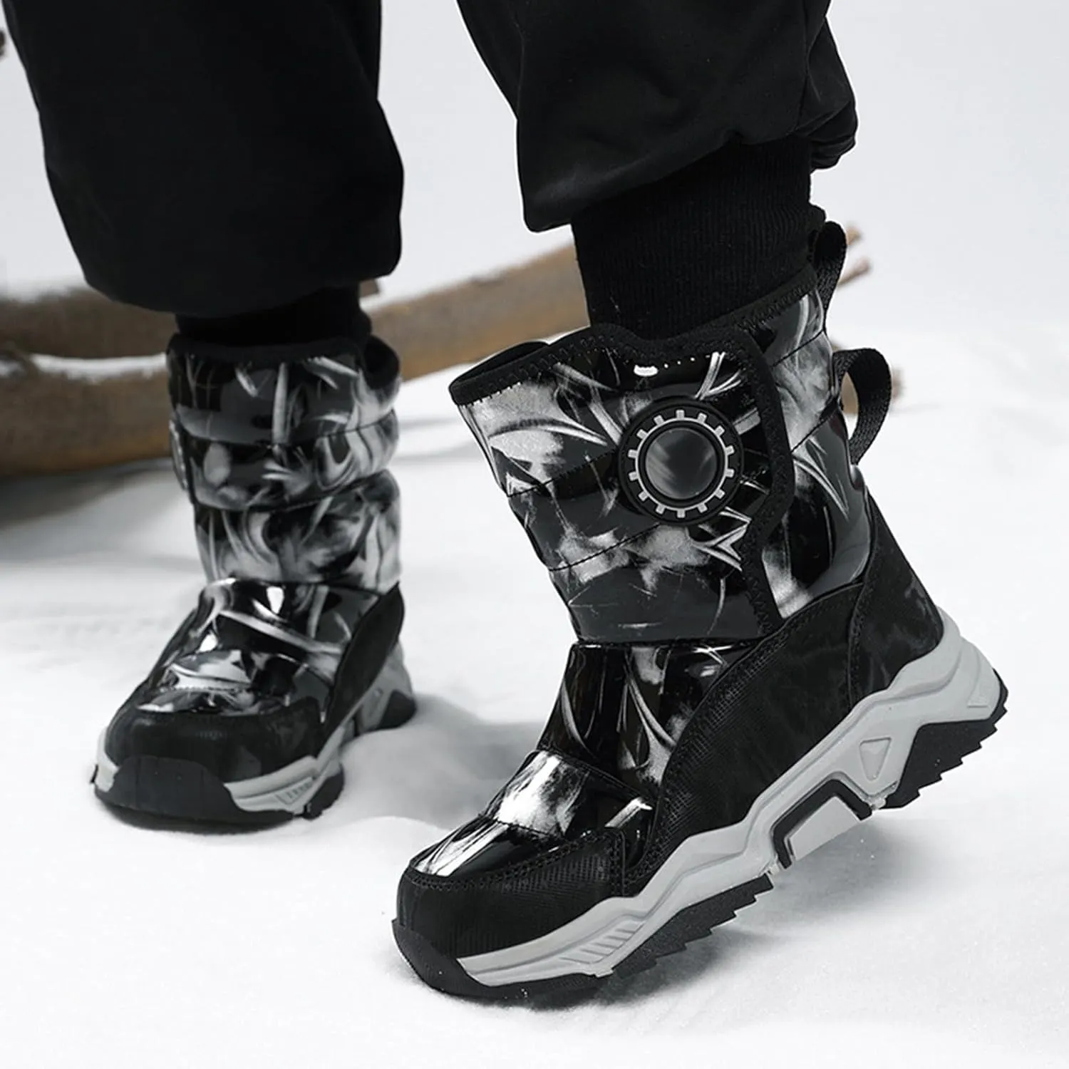 Winter Snow Boots For Kids Boys Girls Childrens 𝐖aterproof Shoes Thick Warm Ski Booties Fashion Comfy Non Slip