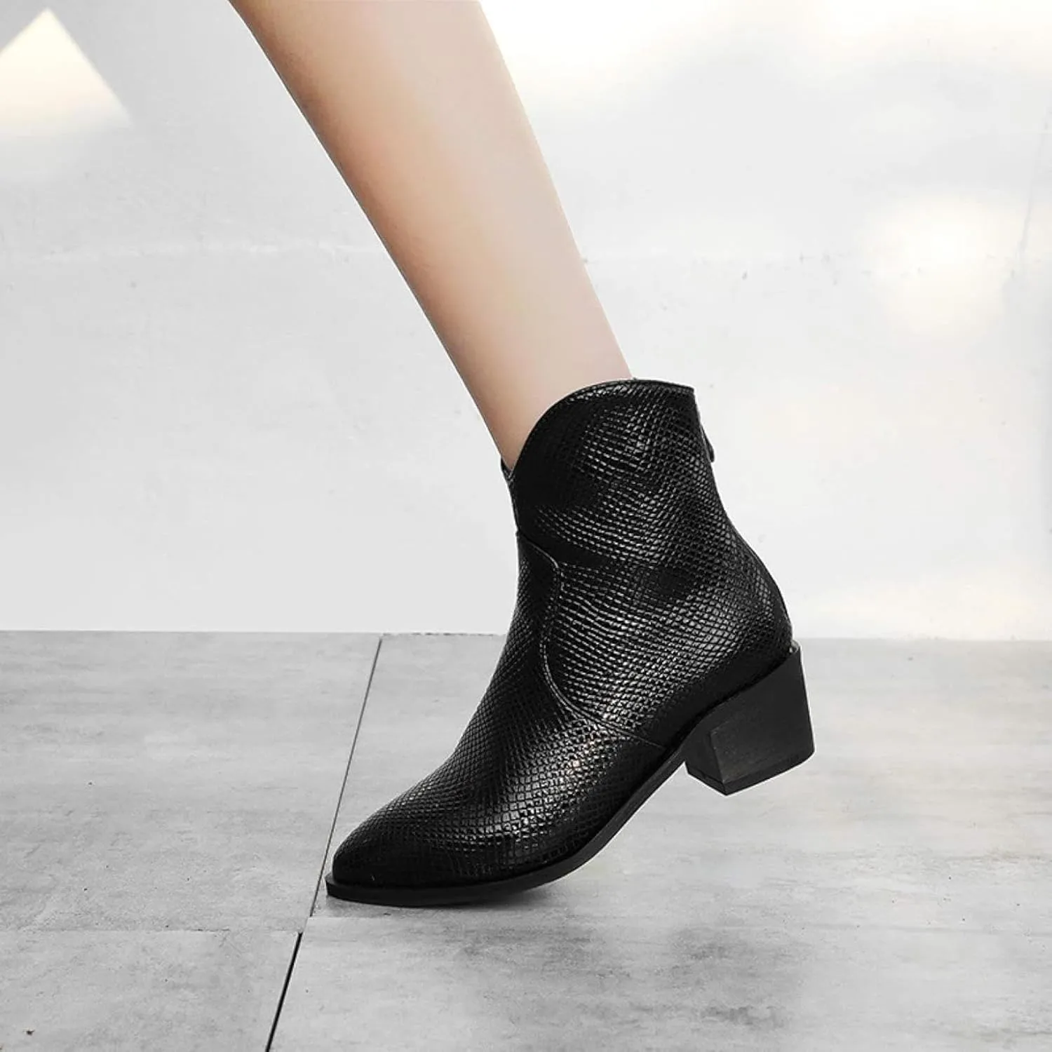 Women's Ankle Boots, Women's Artificial Snake Skin, Western Style Short Boots, Outdoor Boots