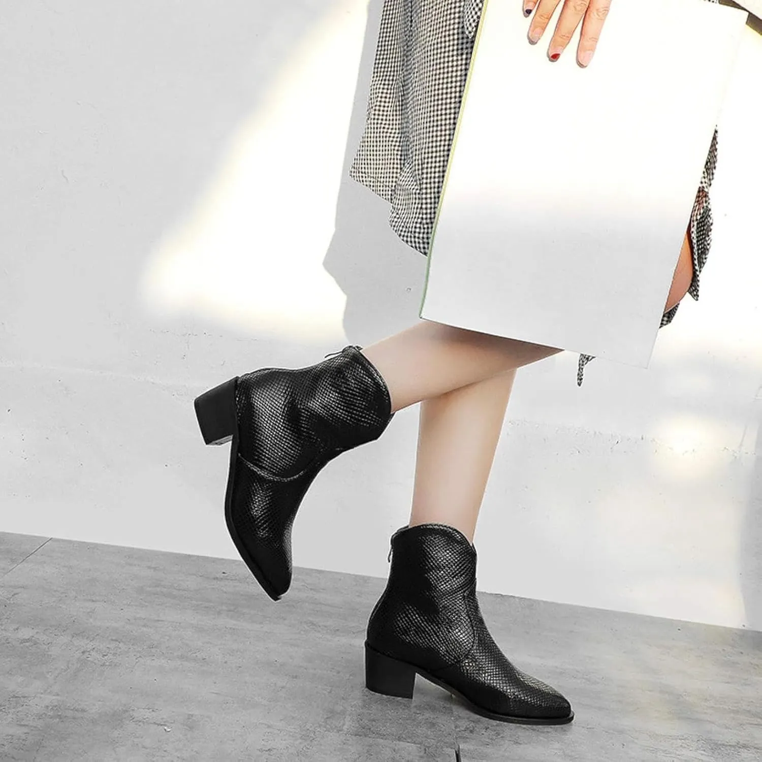 Women's Ankle Boots, Women's Artificial Snake Skin, Western Style Short Boots, Outdoor Boots