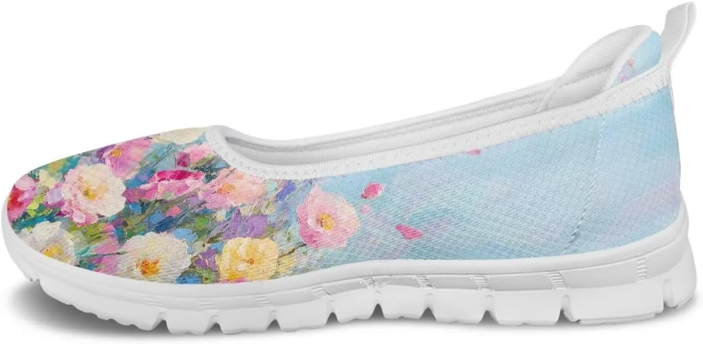 Women's Art Painted Travel Shoes Dress Shoes Slip On Casual Flying Mesh Loafers Lightweight Comfort Fashion Outdoor Sneaker for Ladies US Size 6-11