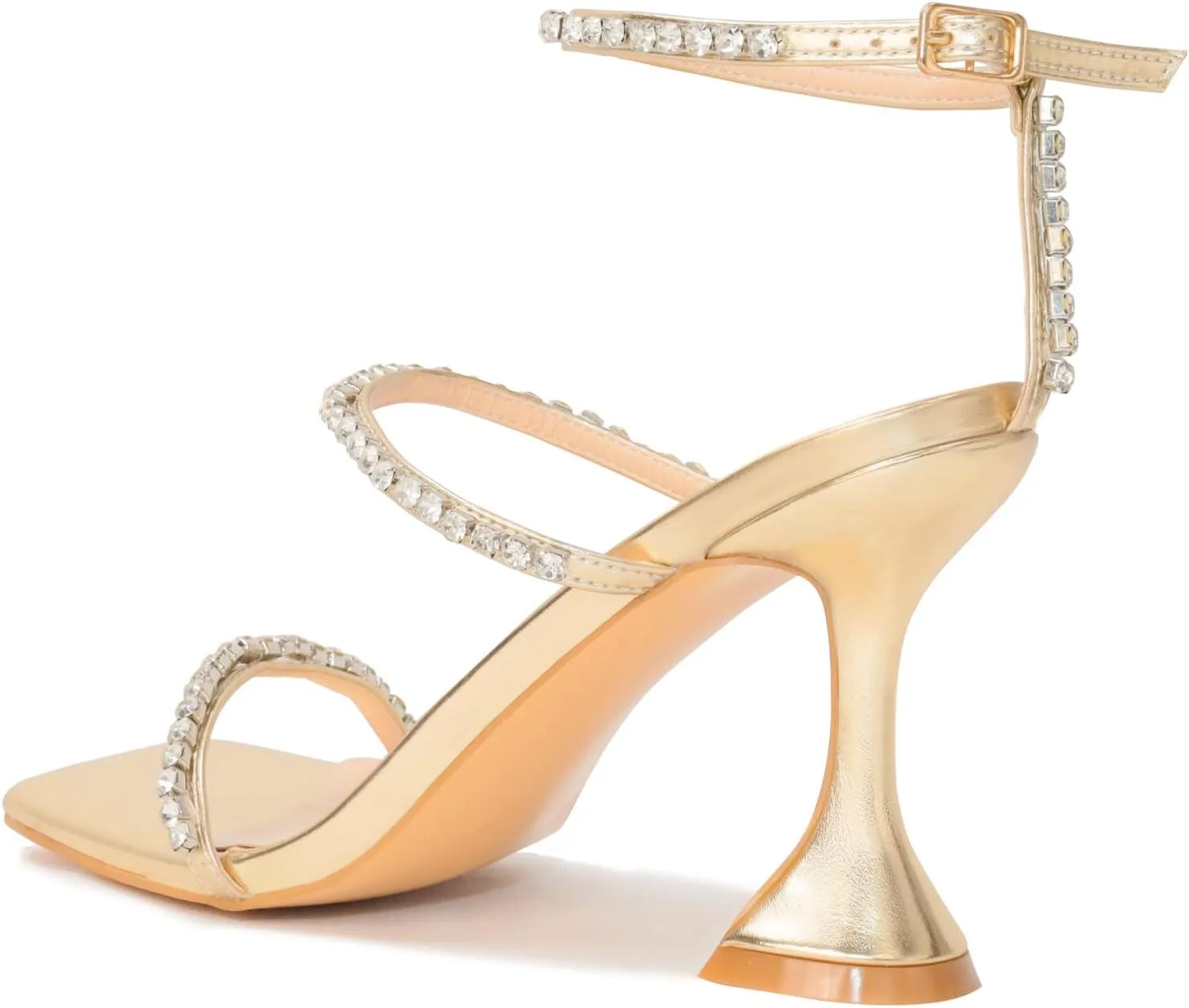 Women's Kitten Heel Rhinestone Sandals Lace Up Square Open Toe Heels Sparkly Sandals with Stiletto Buckle Strap for Dress Party Prom Wedding High Heeled Shoes