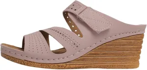 Women's Summer Open Toe Leather Slope Heel Sandal Slippers Casual Comfortable Womens Fuzzy Slippers Size 8 Open Toe