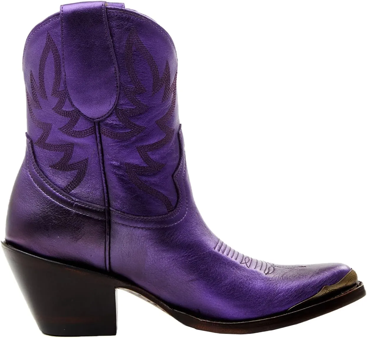 Women's Western Cowboy Ankle Boots Short Cowgirl Boots with Classic Embroidered Slip On Pointed Toe Chunky Country Booties