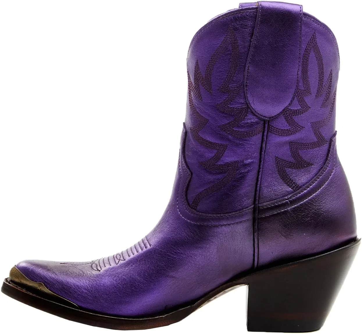 Women's Western Cowboy Ankle Boots Short Cowgirl Boots with Classic Embroidered Slip On Pointed Toe Chunky Country Booties