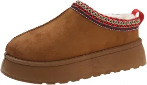 Women's Winter Slippers Platform Snow Boots Thickened Flat Boots Fur Lined Warm Durable Shoes Home Slippers Casual Shoes Anti-Slip Boot for Outdoor-41