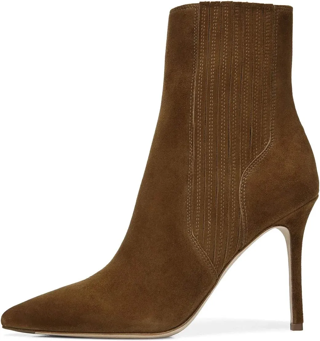 XYD Women Stylish Stretchy Ankle Boots Pointy Closed Toe Pull On Stilettos High Heel Elastic Short Booties Fashion Fall Winter Dress Shoes