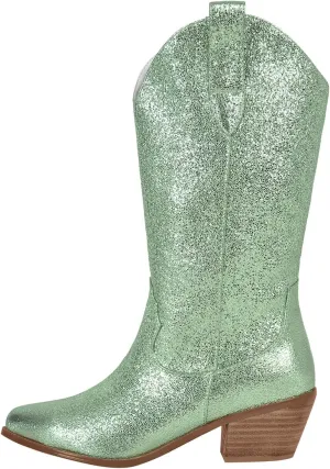 Yolkomo Cowboy Boots For Women Wide Calf Glitter Rhinestone Cowgirl Boots